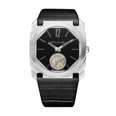 Bvlgari Platinum Octo Finissimo 40mm Black Dial Black Leather Strap Auto Gents Watch 102138