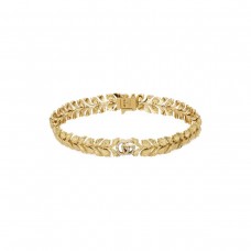 Gucci 18k Yellow Gold 0.04cttw Diamond Flora Double G Bracelet Size Medium YBA702383001017