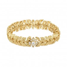 Gucci 18k Yellow Gold 0.39cttw Diamond Gucci Flora Bracelet Size Medium YBA702386001017