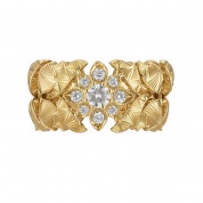 Gucci 18k Yellow Gold 0.39cttw Diamond Gucci Flora Ring Size 6.5 YBC702377001013