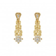 Gucci 18k Yellow Gold 1.31cttw Diamond Flora Flower Drop Earrings YBD70238000100U