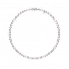Mikimoto 18k White Gold Akoya Cultured Pearl and Diamond Rondelle 18" necklace UZ 90118 1WGS14