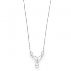 Mikimoto 18k White Gold Cultured Akoya 8mm A+ Grade pearl and 0.83cttw Diamond Necklace MPA10143ADXW