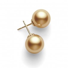 Mikimoto 18k Yellow Gold Cultured Golden South Sea pearl 10mm A+ Grade stud Earrings PES1002GK