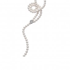 Mikimoto 18k White Gold Akoya Cultured Pearl and Diamond 22" Necklace UZ75122WGH25