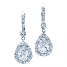 JB Star Platinum 2.02cttw Diamond Pear Drop Earrings 1631/101