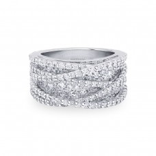 BIRKS 18k White Gold 2.35cttw Diamond Large Cuff Ring Size 7 450016188092