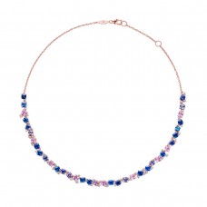 Penny Preville 18k Rose Gold 15.48cttw Rainbow Sapphire and 1.41cttw Diamond Confetti Necklace N2271R