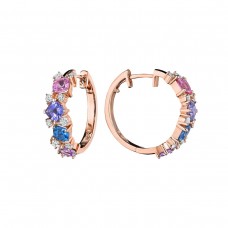 Penny Preville 18k Rose Gold 3.36cttw Sapphire and Diamond Watercolor Cluster Hoop Earrings E2252R