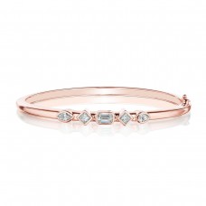 Penny Preville 18k Rose Gold 0.89cttw Mixed Cut Diamond 5 Tight Station Bangle B7855R