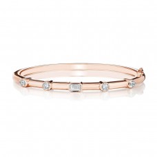 Penny Preville 18k Rose Gold 0.95cttw Mixed Cut Diamond 5 Spread Station Bangle B7857R