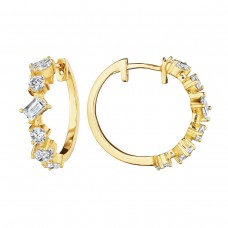 Penny Preville 18k Yellow Gold 1.52cttw Mixed Cut Diamond Deco Hoop Earrings 20mm E7844G
