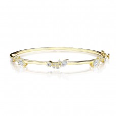Penny Preville 18k Yellow Gold 1.08cttw Mixed Cut Diamond Triple Station Stardust Bangle B7885G