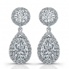 UNEEK Platinum 5.48cttw Pear Cut and Brilliant Cut Halo Diamond Drop Earrings LVE262-125200