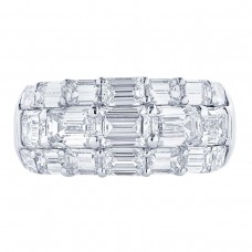 JB Star Platinum 4.26cttw Emerald Cut 3 Row Diamond Band -Ring Size 6.5 5268/005
