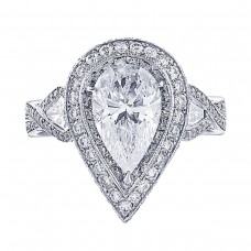 JB Star Platinum 2.87cttw Pear Cut Halo Engagement Ring Size 6.5 1261/007