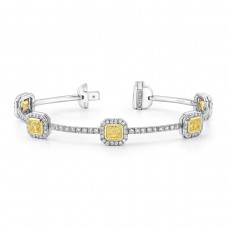Uneek 18k Gold Two-Tone Princess-Cut Fancy Yellow Diamond Bracelet LBR105