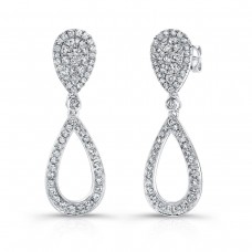 Uneek 14k White Gold 1.35cttw Diamond Drop Earrings LVE277
