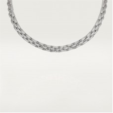 Maillon Panthère thin necklace, 3 diamond-paved rows