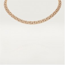 Maillon Panthère thin necklace, 3 diamond-paved rows