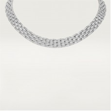 Maillon Panthère thin necklace, 5 diamond-paved rows