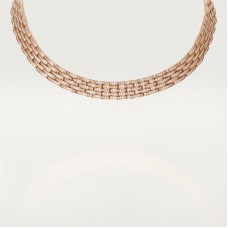 Maillon Panthère thin necklace, 5 diamond-paved rows