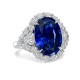 Mayors Platinum 10.16cttw Oval Cut Sapphire and 3.22cttw Diamond Halo Engagement Ring - Size 6 SP332