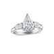 Royal Asscher Platinum 2.56cttw Royal Asscher Pear Shape Diamond Ariana 3 Stone Engagement Ring SA11156-WPQMM