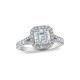 Royal Asscher Platinum 1.96cttw Royal Asscher Cut Halo Diamond Mako Engagement Ring SA11155-WPQMMJ