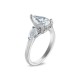 Royal Asscher Platinum 2.53cttw Royal Asscher Pear Shape Diamond Ariana 3 Stone Engagement Ring SA11156-WPQMM