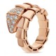 Bvlgari Jewelry 18k Rose Gold Serpenti Viper 0.56cttw Diamond Ring - Size Medium 345217