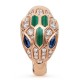 Bvlgari Jewelry 18k Rose Gold Serpenti 0.21cttw Sapphire and 0.38cttw Diamond and Malachite Ring - Size 6.5 356214