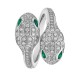 Bvlgari Jewelry 18k White Gold 0.57cttw Diamond and 0.23cttw Emerald Serpenti Ring Size 7 358077