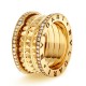 Bvlgari Jewelry 18k Yellow Gold B.ZERO1 3 Band 0.53cttw Pave Diamond Ring - Size 7.25 357909