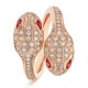 Bvlgari Jewelry 18k Rose Gold Serpenti Seduttori 0.57cttw Diamond and Rubellite Ring - Size 6.5 358087