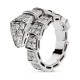 Bvlgari Jewelry 18k White Gold Serpenti Viper 1.58cttw Pave Diamond Ring - Size Medium 345209