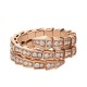 Bvlgari Jewelry 18k Rose Gold Serpenti Viper 2 Row 1.13cttw Full Pave Diamond Ring - Size Small 357264