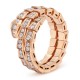 Bvlgari Jewelry 18k Rose Gold Serpenti Viper 2 Row 1.13cttw Full Pave Diamond Ring - Size Small 357264