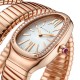 Bvlgari 18k Rose Gold Serpenti 2 Row 35mm White Dial Diamond Ladies Watch 103002